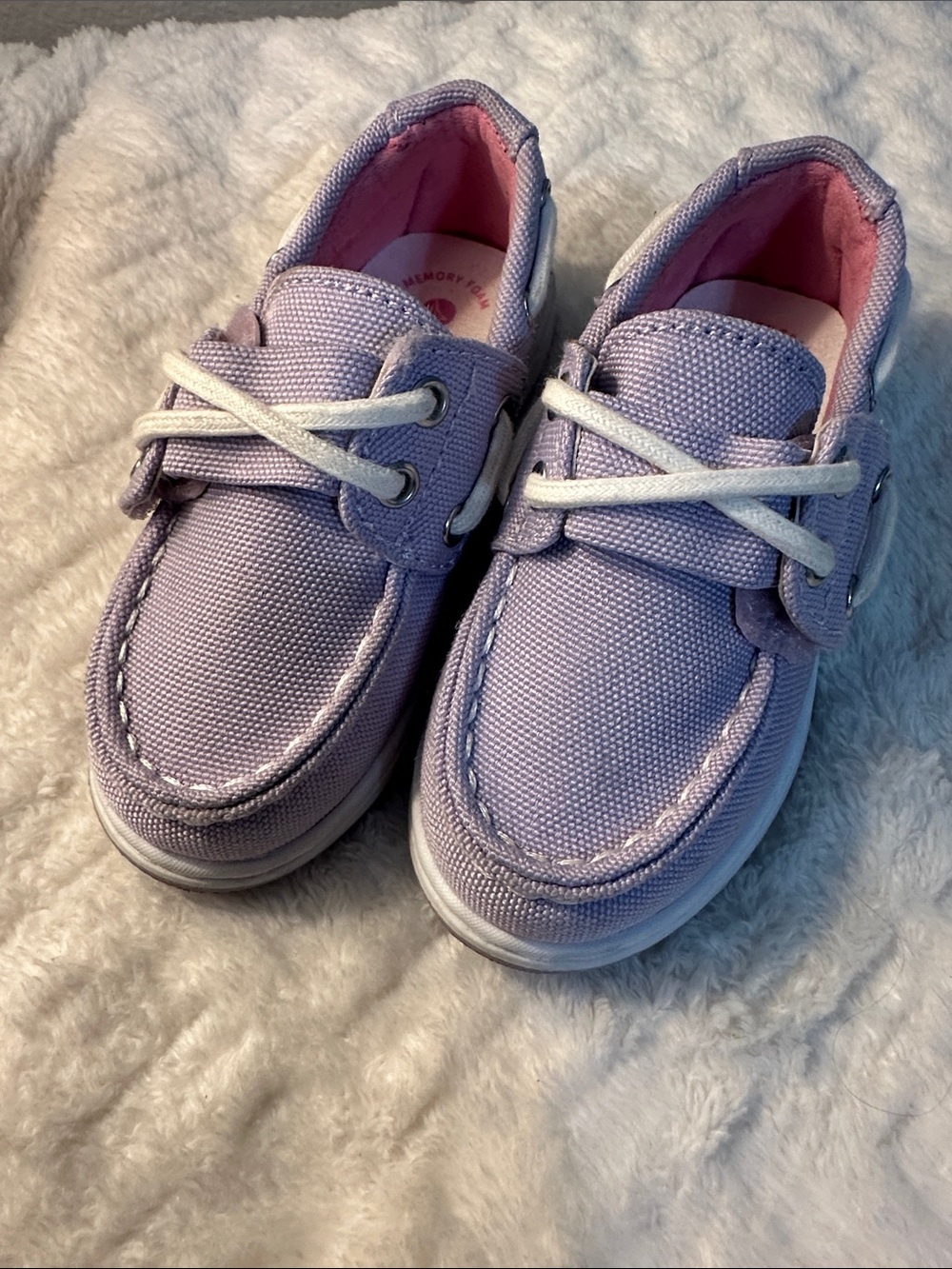 Sperry Kids Moccasin Boat Shoes - Light Purple with White Laces- Size 6